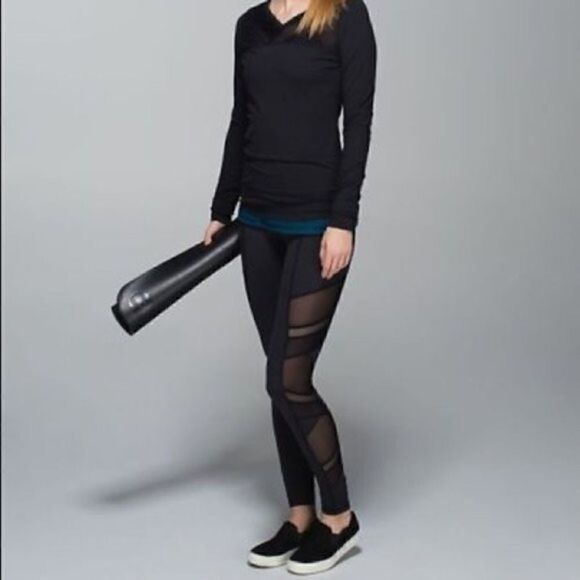 RARE Lululemon Just Breathe Pants in black Mesh! - Picture 2 of 8